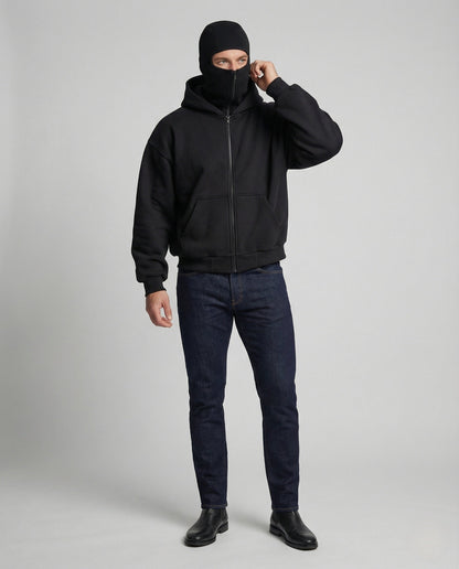 Herren Kapuzenjacke mit Gesichtsmaske und Vorderdruck - Eveloria