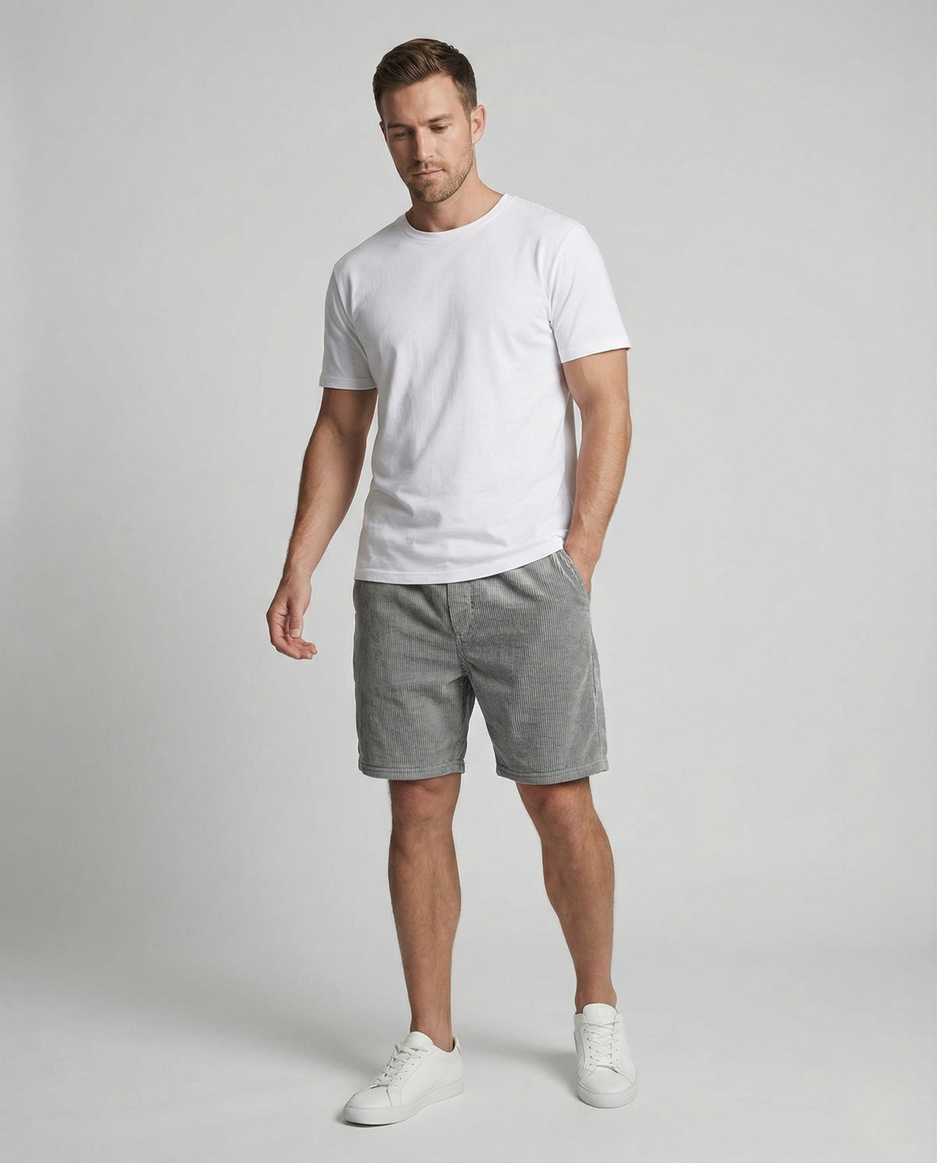 Herren Kordhose Bermudas Elastischer Bund - Eveloria