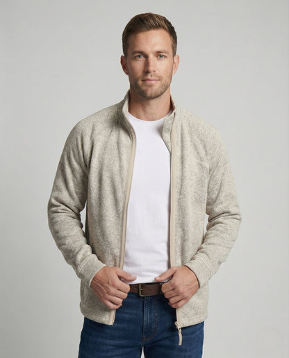 Herren Fleecejacke Stehkragen Schwarz - Eveloria