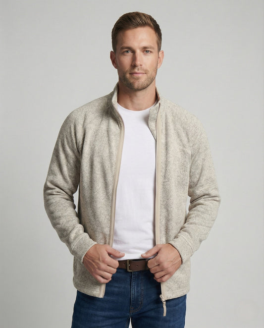 Herren Fleecejacke Stehkragen Schwarz - Eveloria