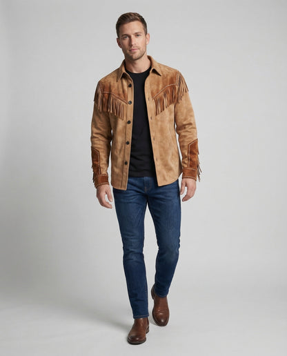 Herren Westernhemd Fransen Stickerei - Eveloria