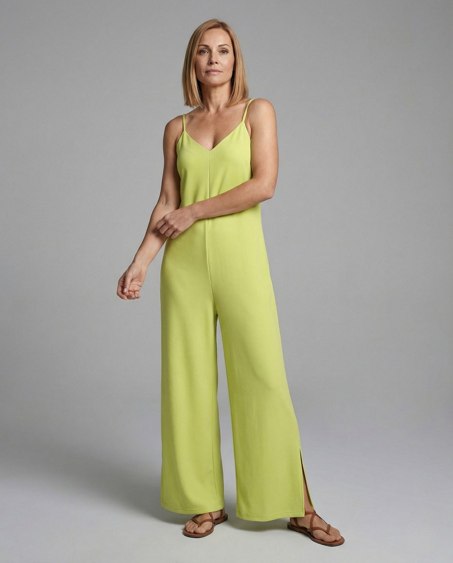 Damen Ärmelloser Jumpsuit V-Ausschnitt Weites Bein - Eveloria