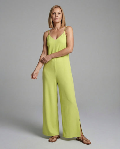 Damen Ärmelloser Jumpsuit V-Ausschnitt Weites Bein - Eveloria