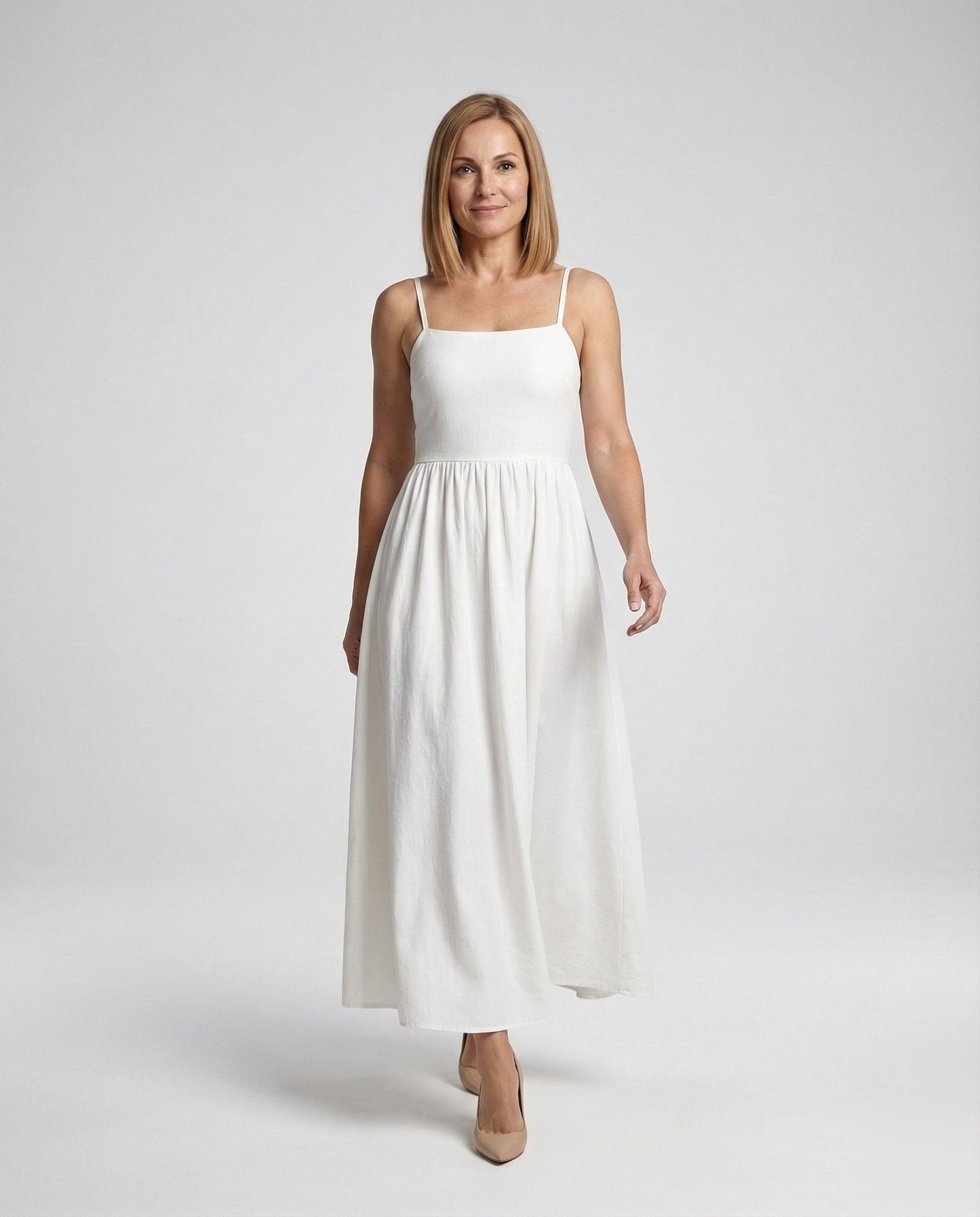 Damen Abendkleid Ärmellos Quadratischer Ausschnitt - Eveloria