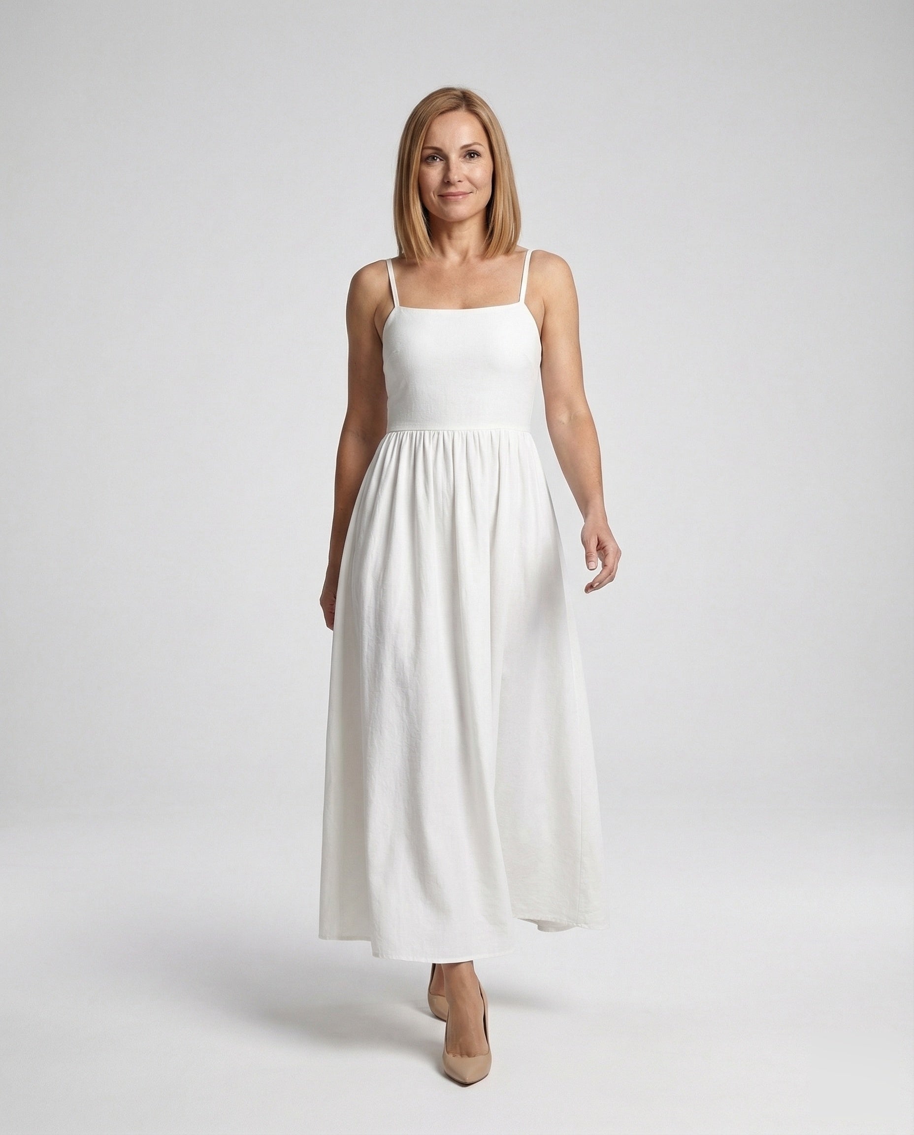 Damen Abendkleid Ärmellos Quadratischer Ausschnitt - Eveloria