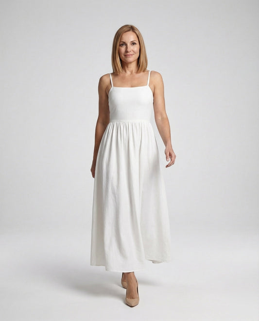 Damen Abendkleid Ärmellos Quadratischer Ausschnitt - Eveloria