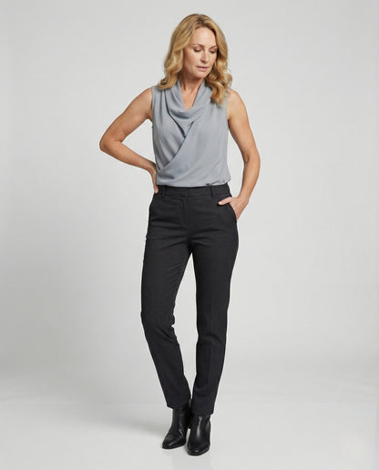 Damen Ärmelloses Georgette Oberteil mit Schalkragen - Eveloria