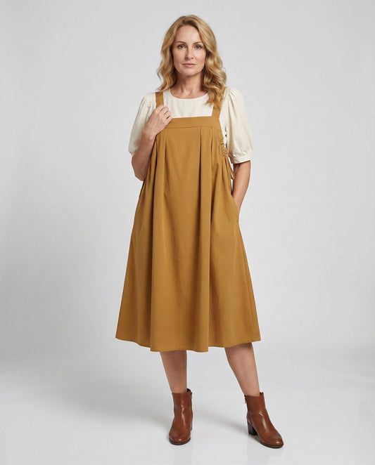 Damen Ärmelloses Latzkleid Faltenrock - Eveloria