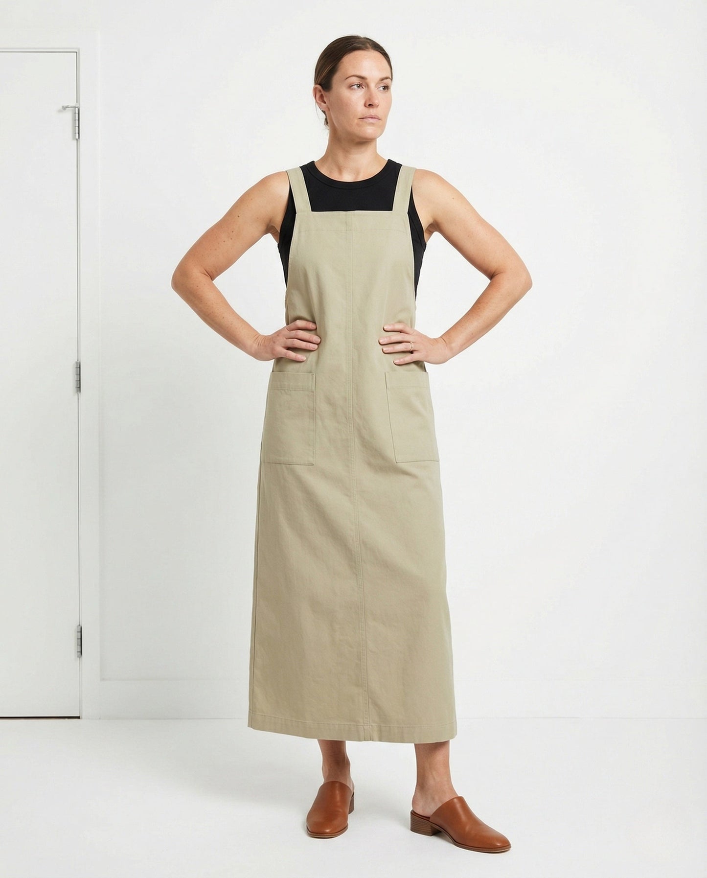 Damen Maxi-Kleid Ärmellos Baumwolle Mit Seitentaschen - Eveloria