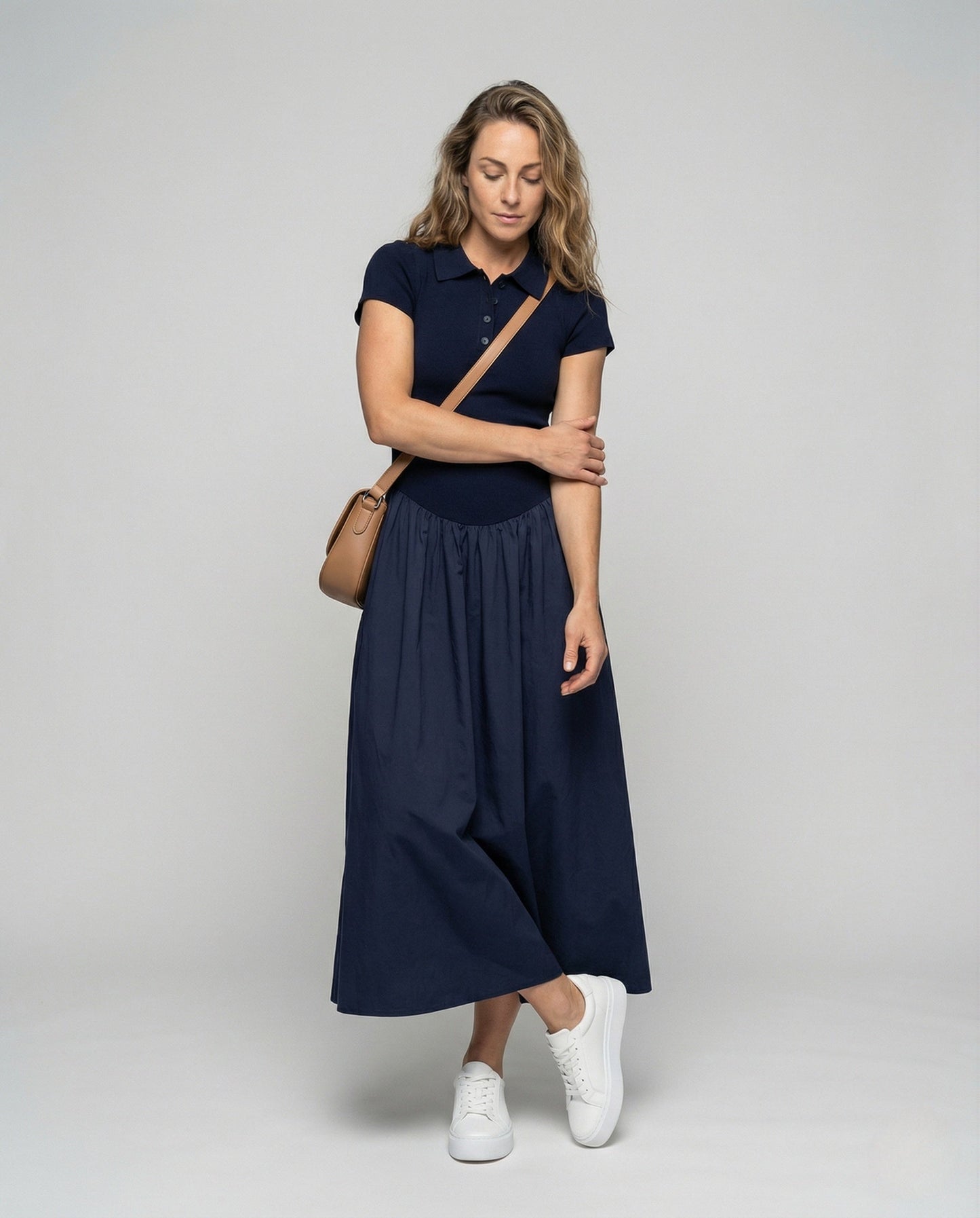 Damen Ärmelloses Maxikleid Polokragen - Eveloria