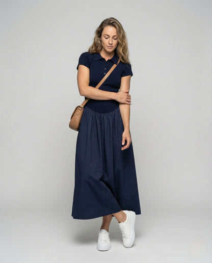 Damen Ärmelloses Maxikleid Polokragen - Eveloria
