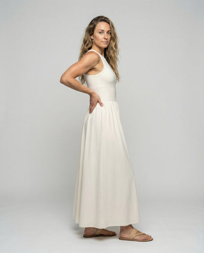 Damen Ärmelloses Maxikleid Rippoberteil - Eveloria