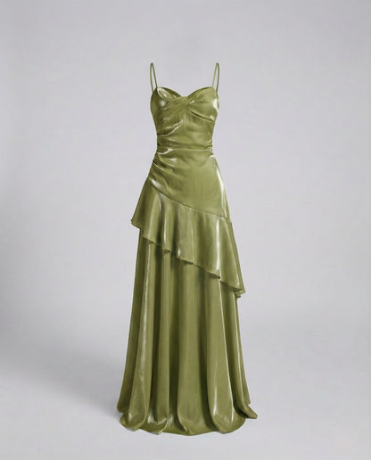 Damen Abendkleid Satin Herz-Ausschnitt