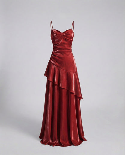 Damen Abendkleid Satin Herz-Ausschnitt