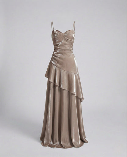 Damen Abendkleid Satin Herz-Ausschnitt