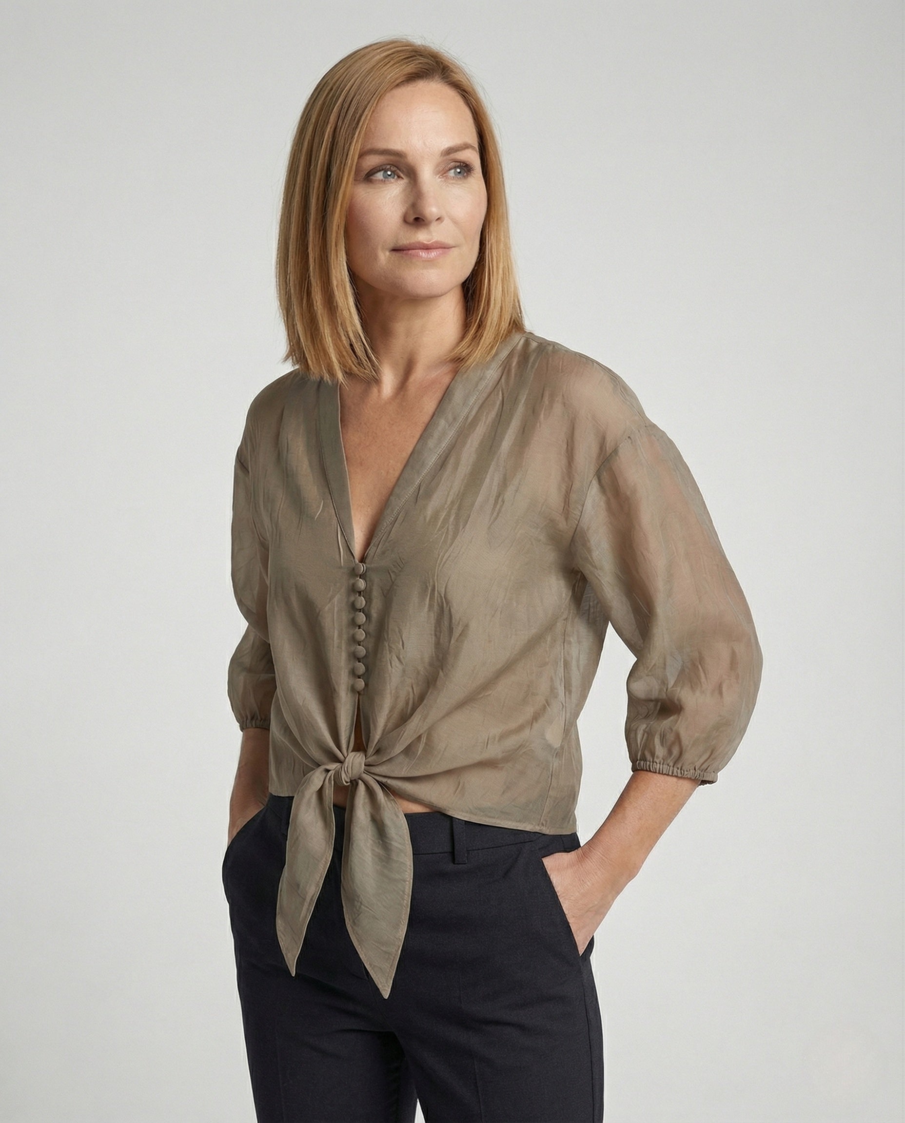 Damen Bluse Chiffon Puffärmel - Eveloria