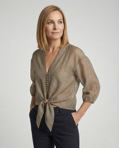 Damen Bluse Chiffon Puffärmel - Eveloria