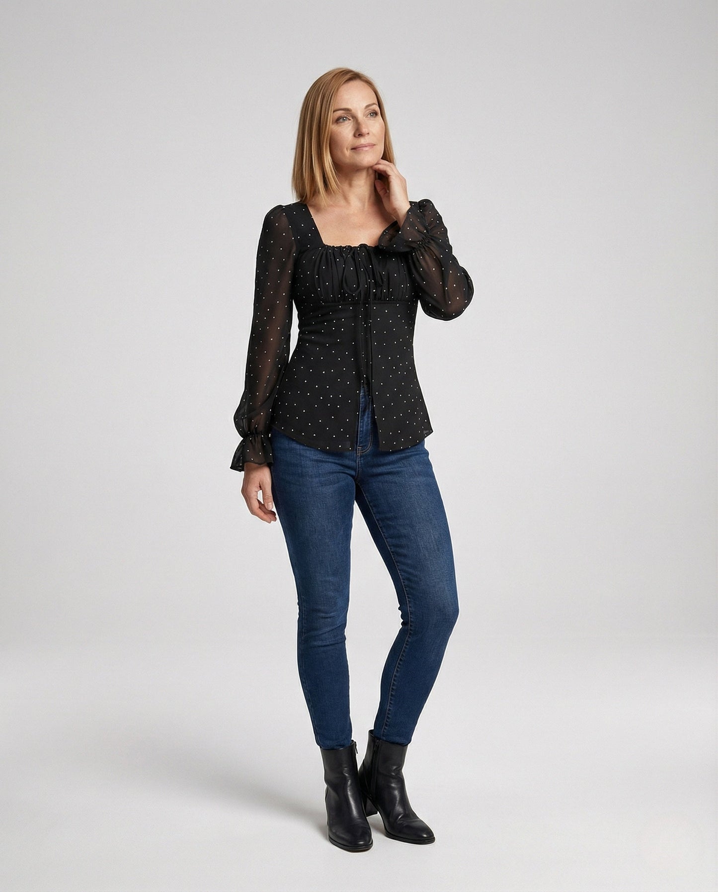 Damen Chiffonbluse Quadratischer Ausschnitt - Eveloria