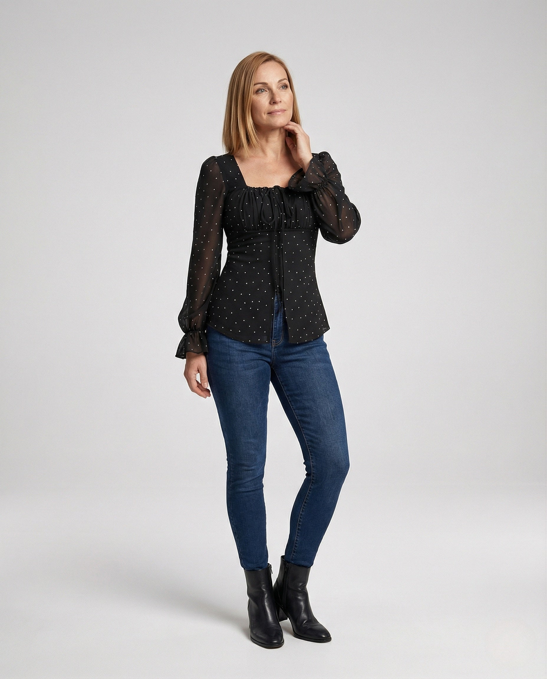 Damen Chiffonbluse Quadratischer Ausschnitt - Eveloria