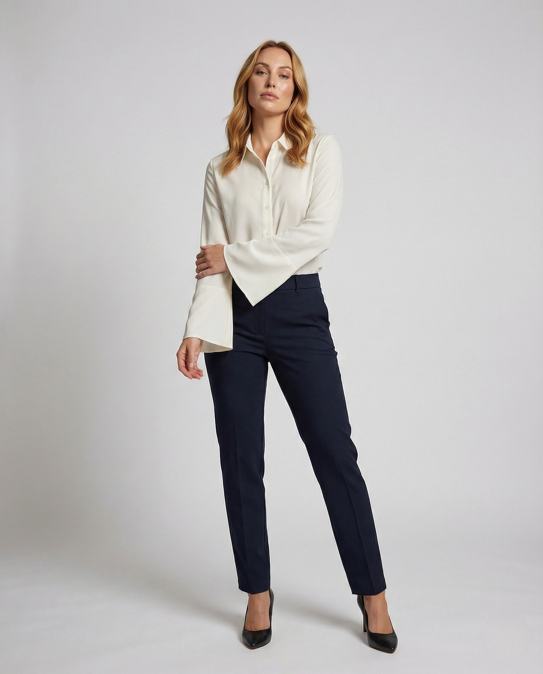 Damen Hemdbluse Chiffon Glockenärmel Elegante Bluse - Eveloria