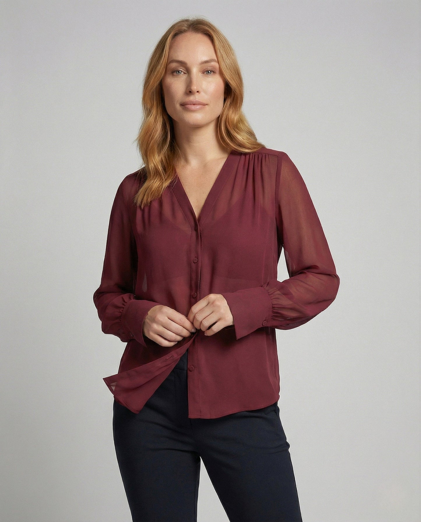 Damen Chiffonbluse V-Ausschnitt Elegantes Design - Eveloria