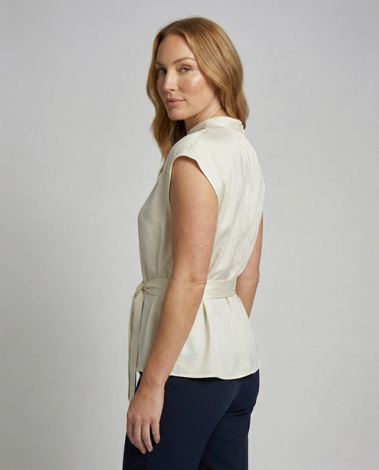 Damen Satin Bluse Stehkragen - Eveloria