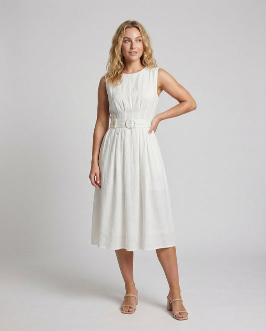 Damen Ärmelloses Maxikleid mit Gürtel Elegantes Design - Eveloria