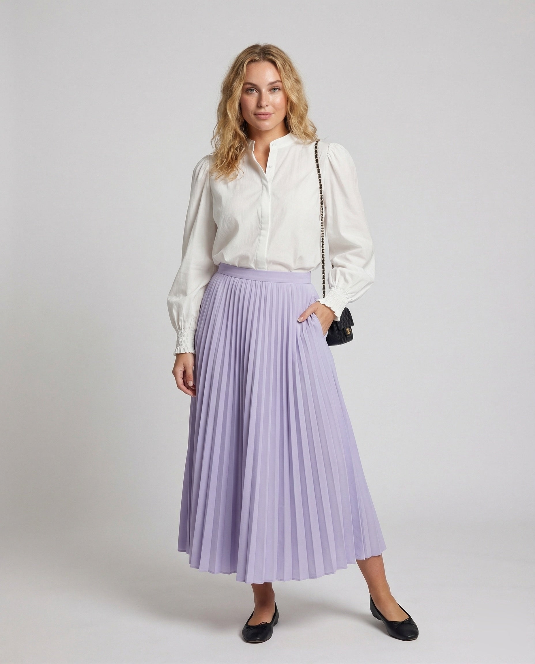 Damen Zweiteiler Chiffon Maxirock Plissiert - Eveloria