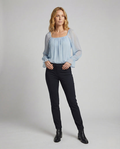 Damen Chiffon Bluse Carree Ausschnitt - Eveloria