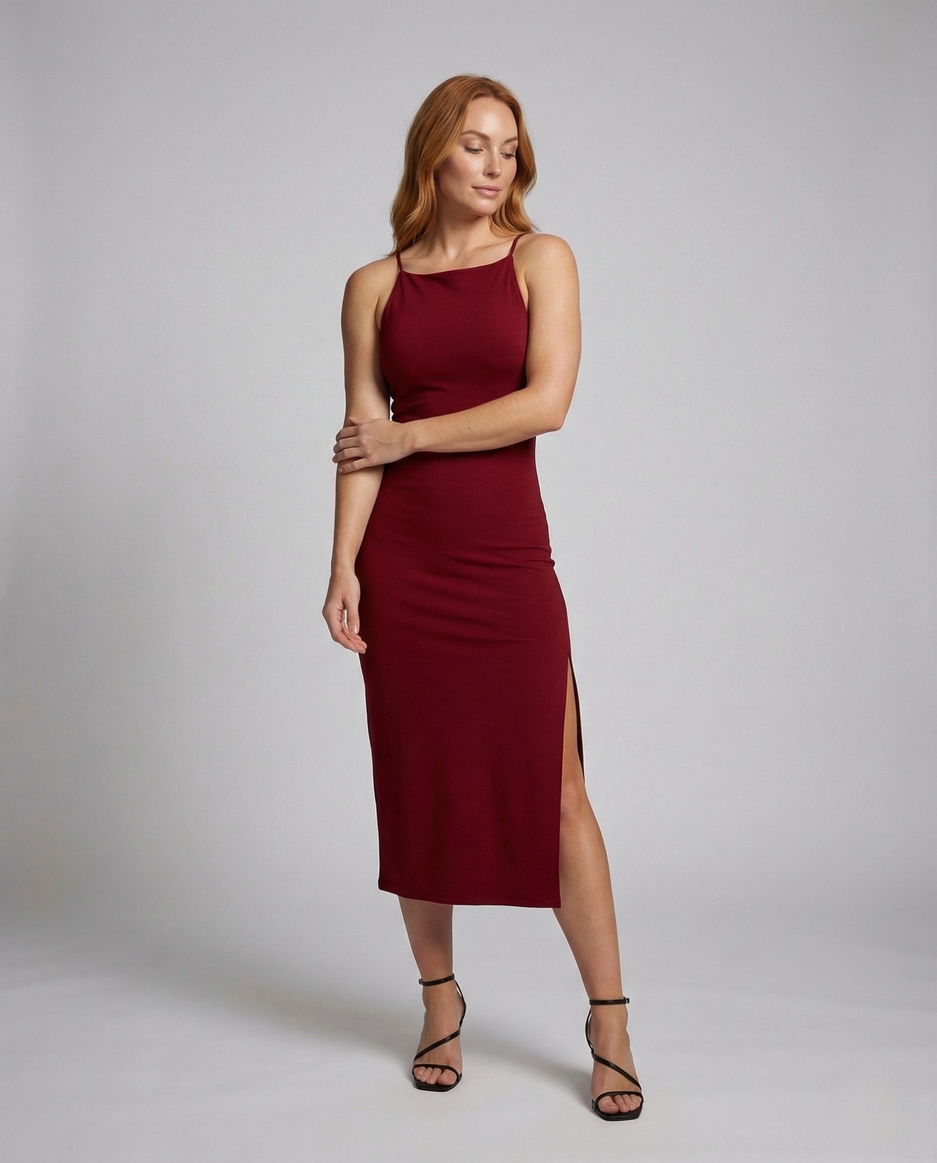 Damen Abendkleid Figurbetont Beinschlitz - Eveloria