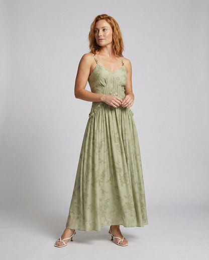 Damen Maxikleid Jacquard mit Bustier - Eveloria