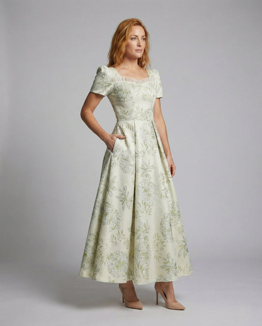 Damen Ballkleid Florales Jacquard - Eveloria