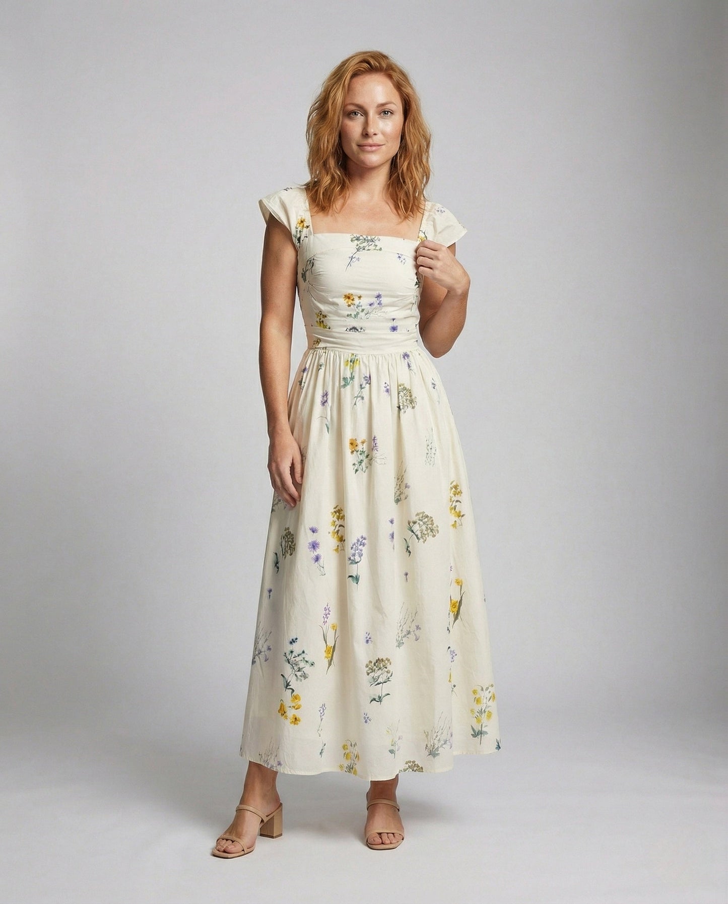 Damen Maxikleid Sommer Florales Muster mit Corsage - Eveloria
