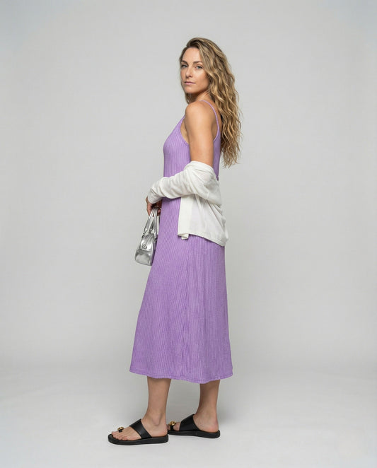 Damen Midikleid Spaghettiträger Gekräuselt - Eveloria
