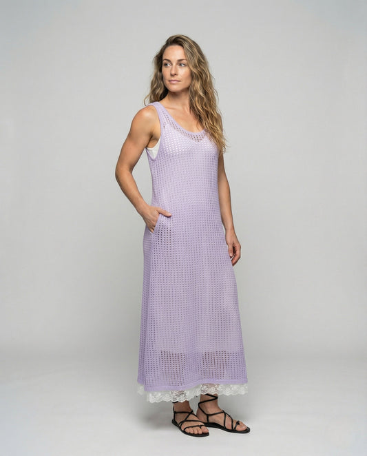 Damen Maxikleid A-Linie Gehäkeltes - Eveloria