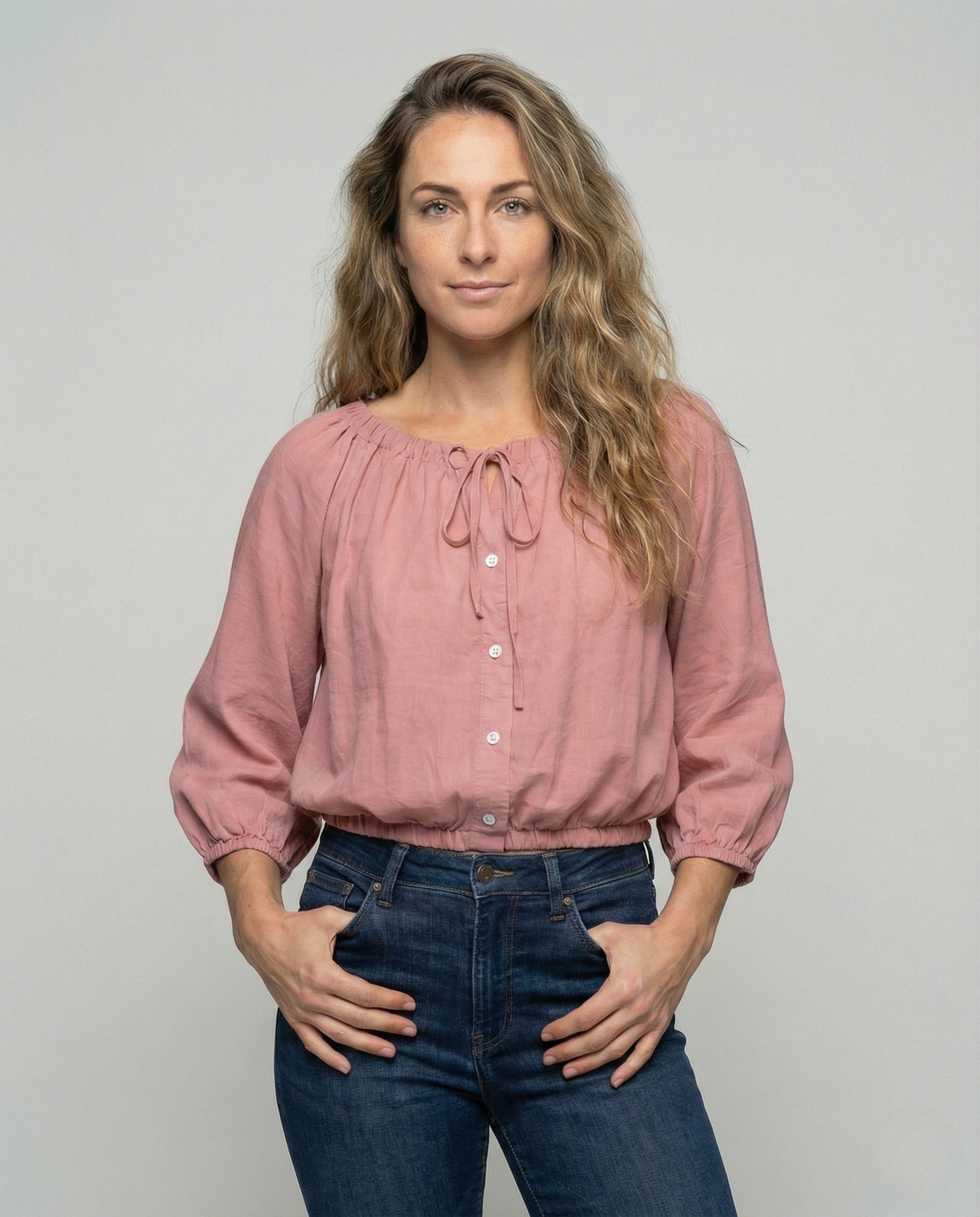 Damen Seidenbluse Mit Tunnelzug - Eveloria