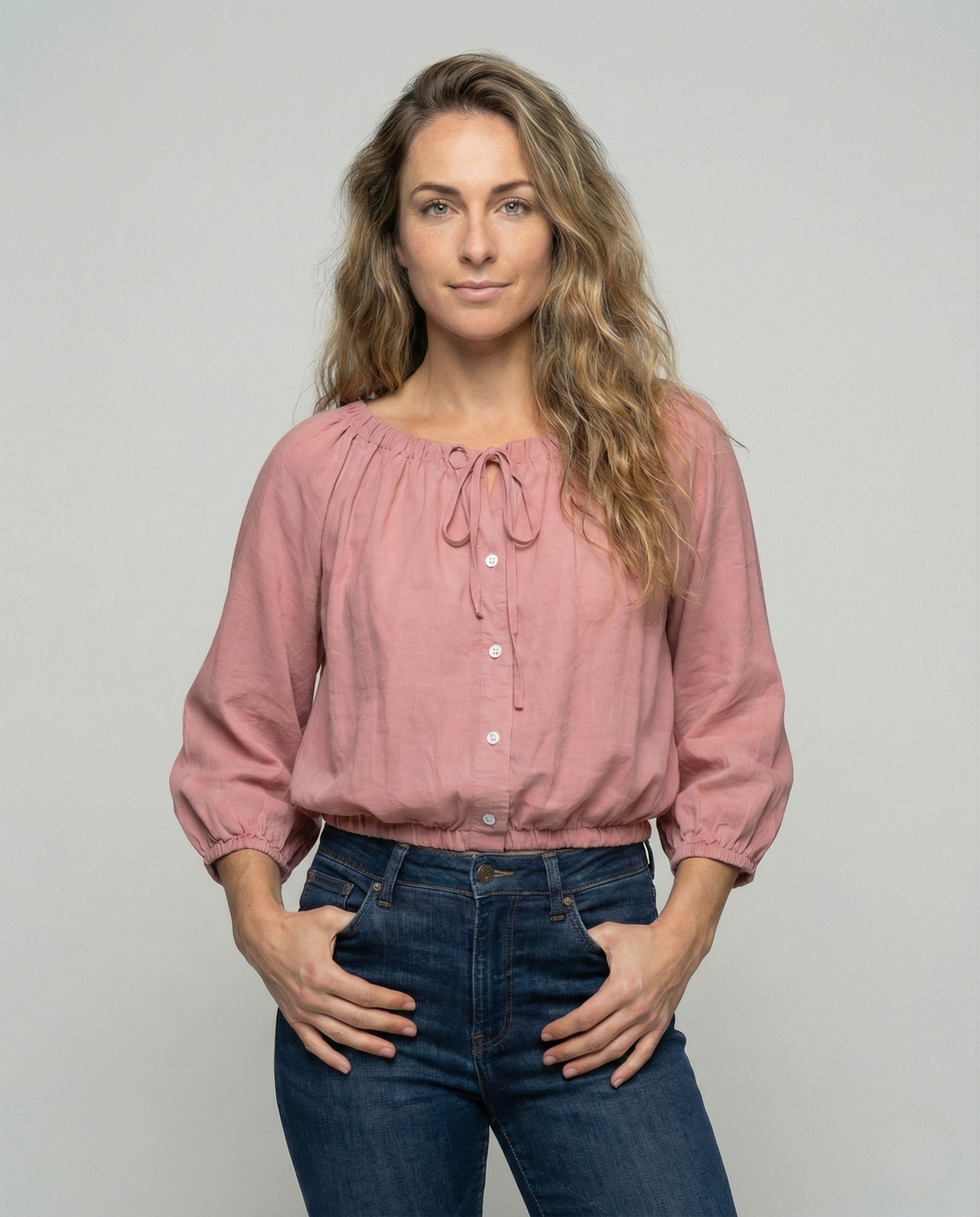 Damen Seidenbluse Mit Tunnelzug - Eveloria