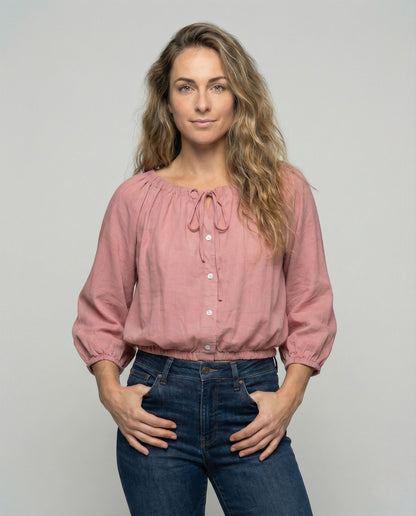 Damen Seidenbluse Mit Tunnelzug - Eveloria
