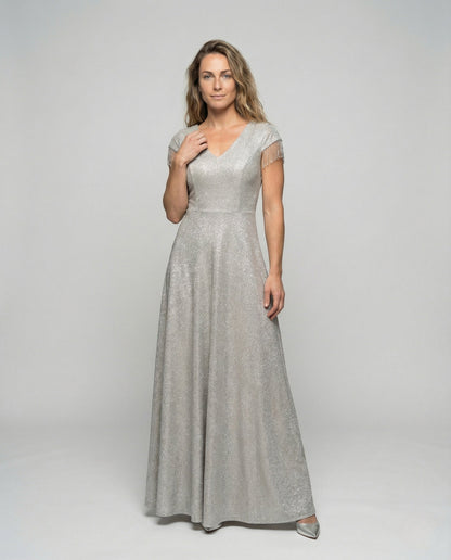 Damen Abendkleid Glitzernd Fransenärmel - Eveloria