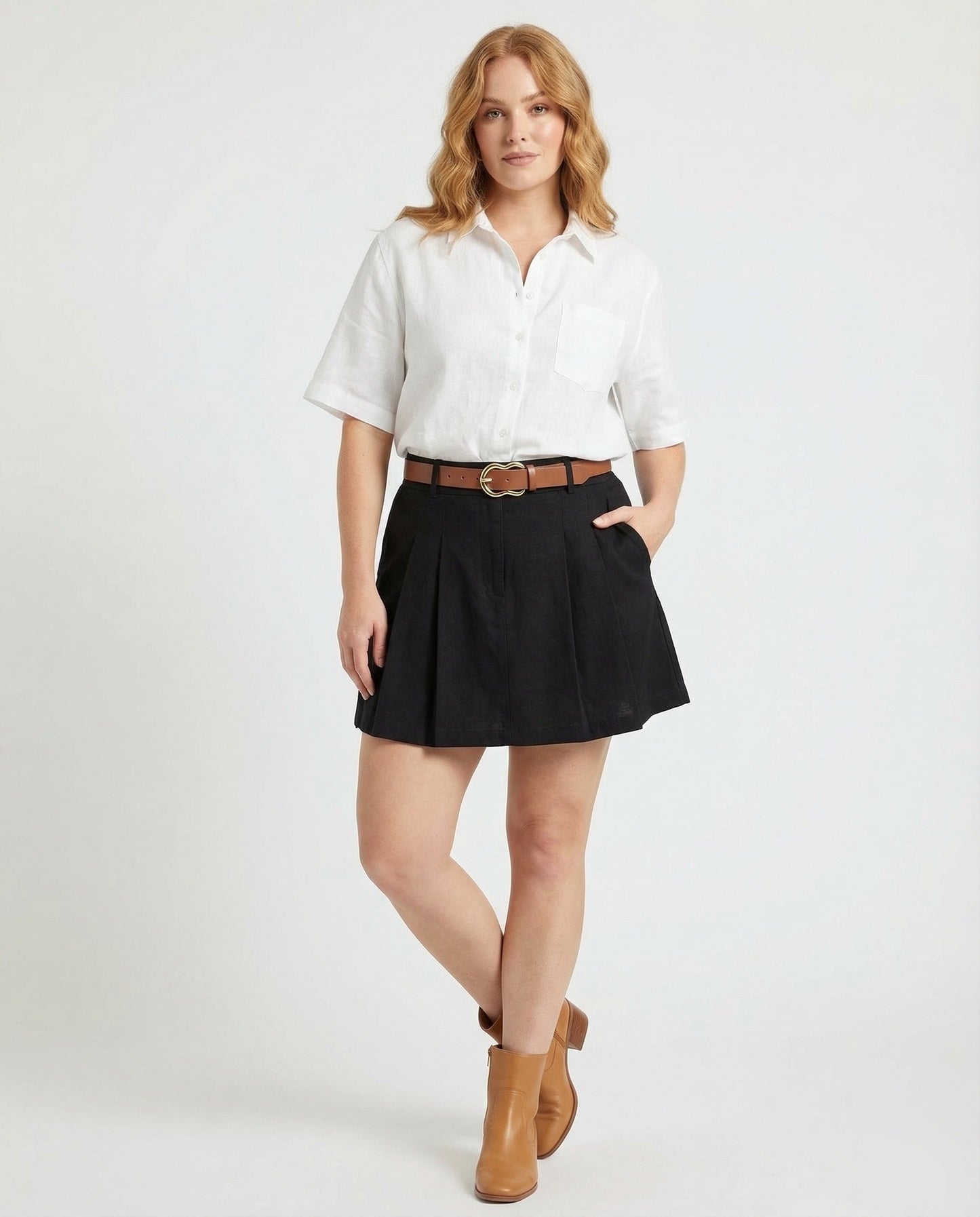Damen Kurzarmhemd Baumwollmix Bluse - Eveloria