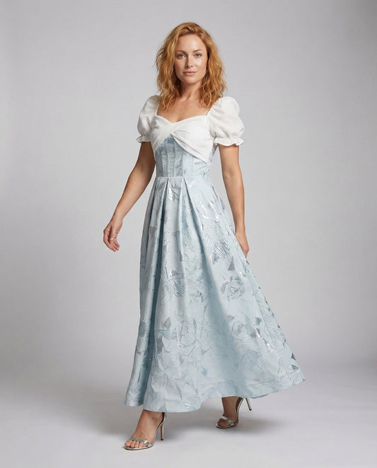 Damen Ballkleid Jacquard Rock Midnightblau - Eveloria