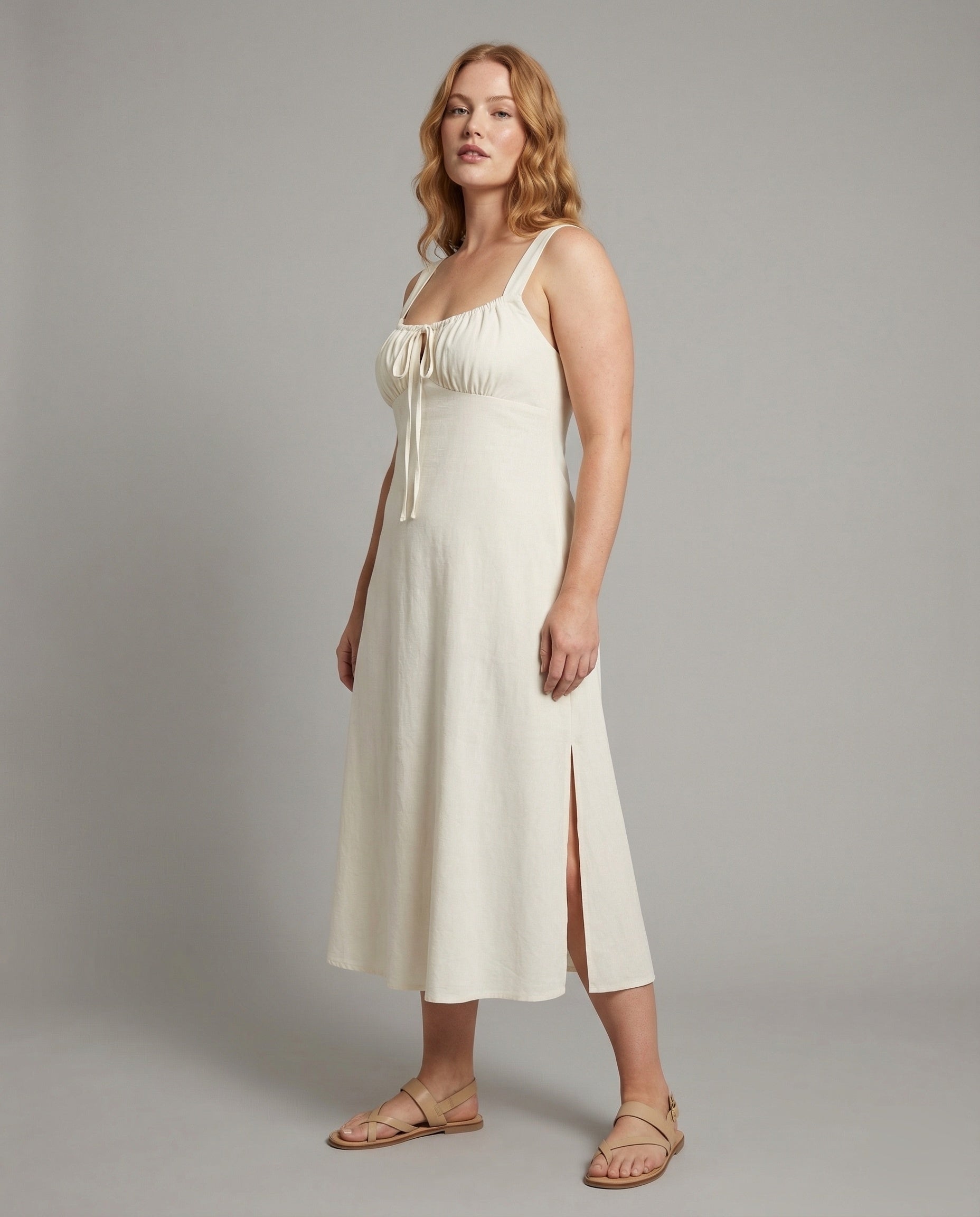 Damen Langkleid A-Linie Mit Schlitz - Eveloria