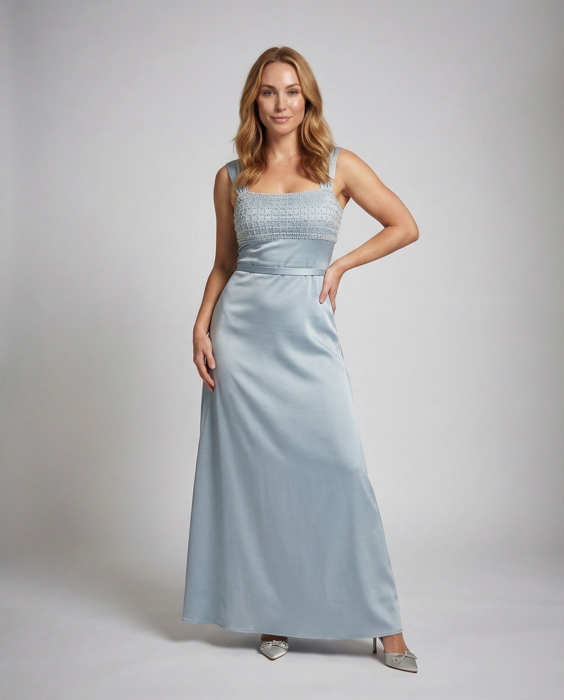 Damen Abendkleid Empire Schnitt Besticktes Bustier Lang - Eveloria