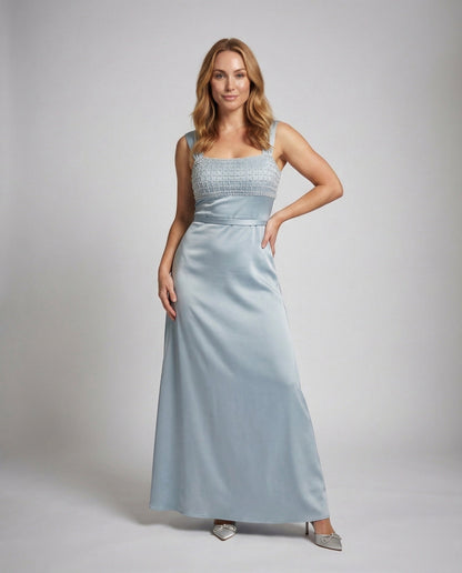 Damen Abendkleid Empire Schnitt Besticktes Bustier Lang - Eveloria