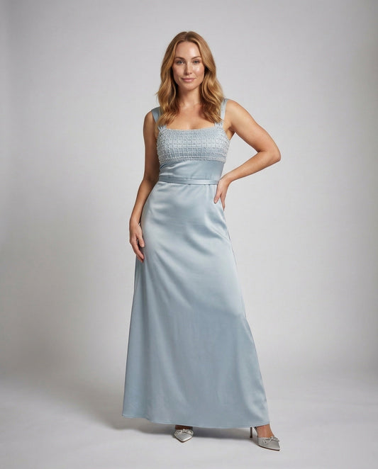 Damen Abendkleid Empire Schnitt Besticktes Bustier Lang - Eveloria
