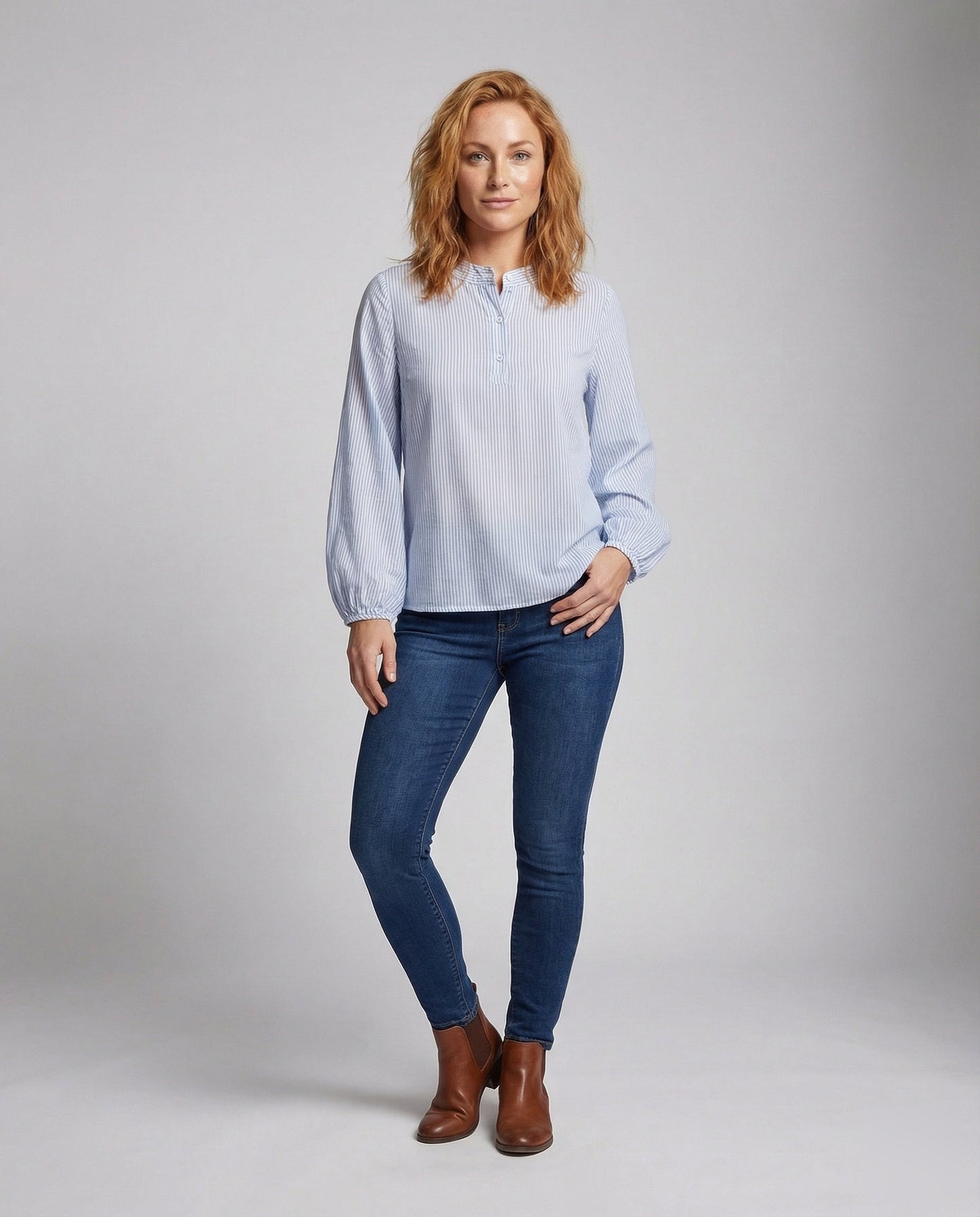 Damen Chiffon Bluse Stehkragen - Eveloria