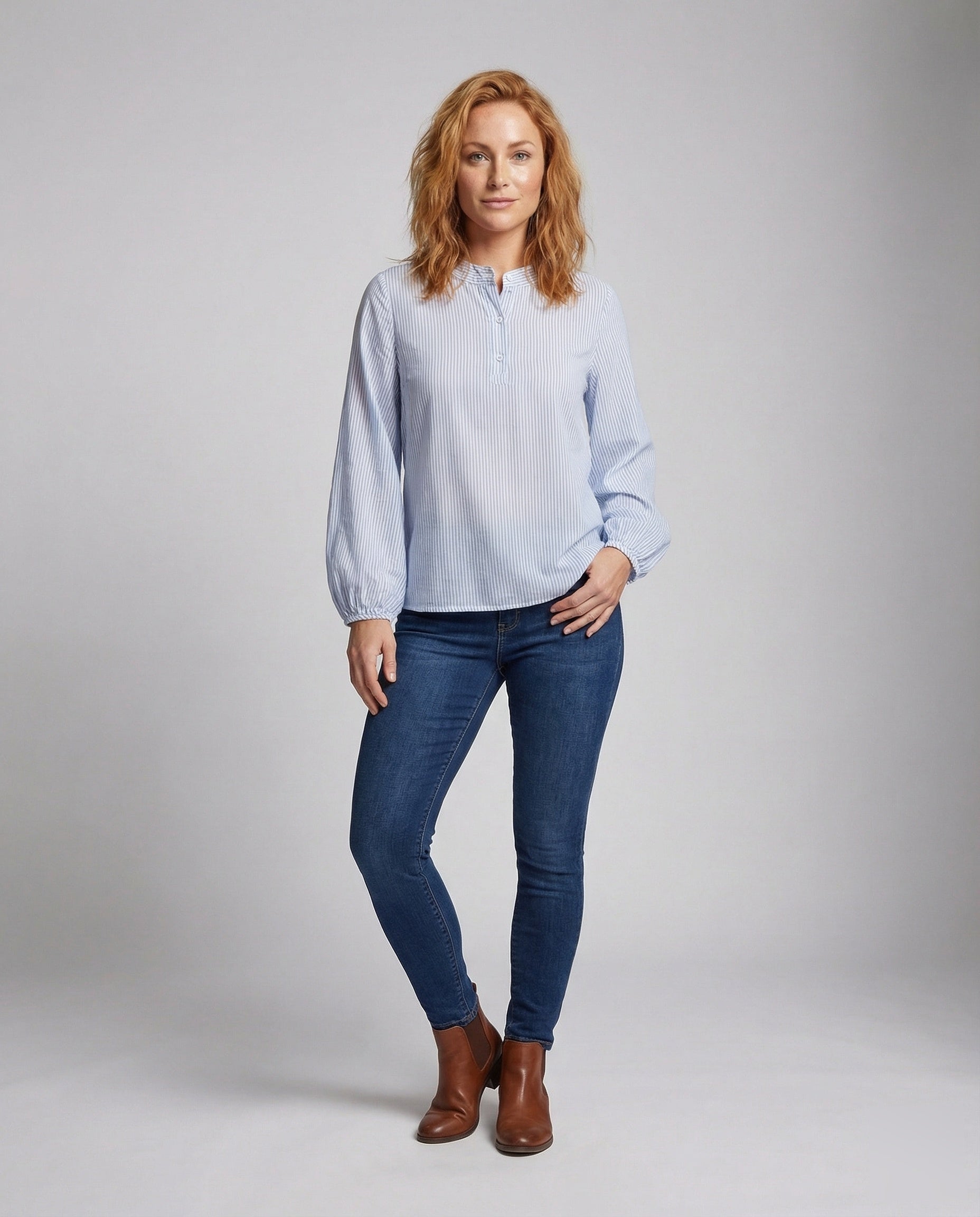 Damen Chiffon Bluse Stehkragen - Eveloria