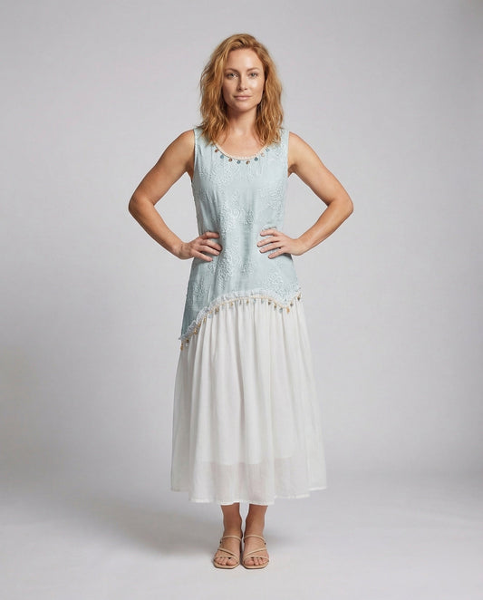 Damen Midikleid Häkeloberteil - Eveloria