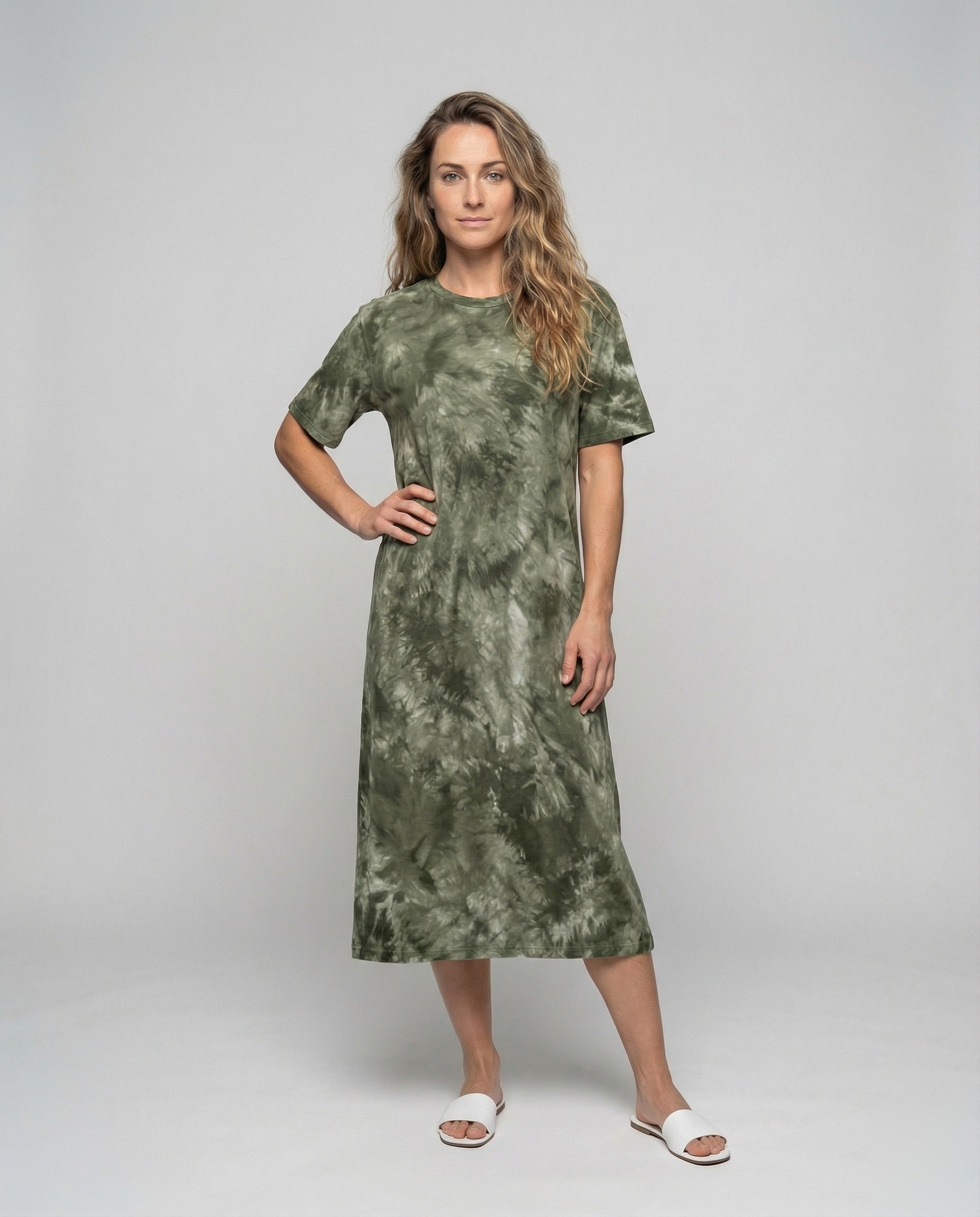 Damen Maxikleid Jersey Batik Effekt - Eveloria