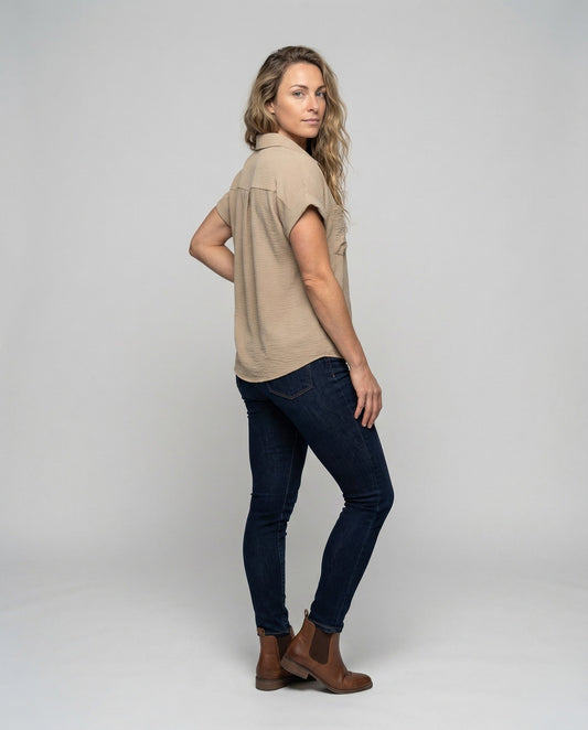 Damen Viskose Bluse Lockere Passform - Eveloria